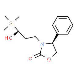 ChemSpider 2D Image | (4S)-3-[(3S)-3-Hydroxy-3-(trimethylsilyl)propyl]-4-phenyl-1,3-oxazolidin-2-one | C15H23NO3Si