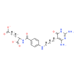 ChemSpider 2D Image | 2-[(4-{[3-(2,4-Diamino-6-oxo-1,6-dihydro-5-pyrimidinyl)propyl]amino}benzoyl)amino]pentanedioate | C19H22N6O6