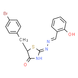 ChemSpider 2D Image | (2Z)-5-(4-Bromobenzyl)-2-[(2E)-(2-hydroxybenzylidene)hydrazono]-1,3-thiazolidin-4-one | C17H14BrN3O2S