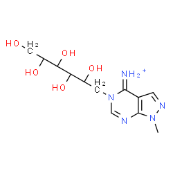 ChemSpider 2D Image | 1-Deoxy-1-(4-iminio-1-methyl-1,4-dihydro-5H-pyrazolo[3,4-d]pyrimidin-5-yl)hexitol | C12H20N5O5