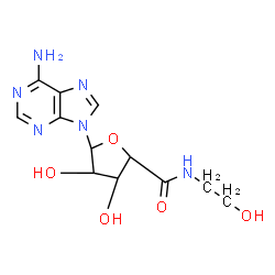 ChemSpider 2D Image | 5-(6-Amino-9H-purin-9-yl)-3,4-dihydroxy-N-(2-hydroxyethyl)tetrahydro-2-furancarboxamide | C12H16N6O5