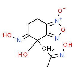 ChemSpider 2D Image | (5E)-5-(Hydroxyimino)-4-[(2Z)-2-(hydroxyimino)propyl]-4,5,6,7-tetrahydro-2,1,3-benzoxadiazol-4-ol 1-oxide | C9H12N4O5