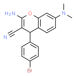 ChemSpider 2D Image | 2-Amino-4-(4-bromophenyl)-7-(dimethylamino)-4H-chromene-3-carbonitrile | C18H16BrN3O