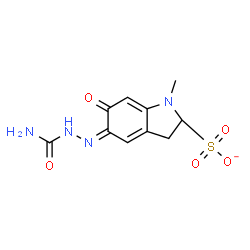 ChemSpider 2D Image | (5Z)-5-(Carbamoylhydrazono)-1-methyl-6-oxo-2,3,5,6-tetrahydro-1H-indole-2-sulfonate | C10H11N4O5S