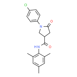 ChemSpider 2D Image | 1-(4-Chlorophenyl)-N-mesityl-5-oxo-3-pyrrolidinecarboxamide | C20H21ClN2O2