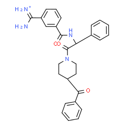 ChemSpider 2D Image | Amino(3-{[2-(4-benzoyl-1-piperidinyl)-2-oxo-1-phenylethyl]carbamoyl}phenyl)methaniminium | C28H29N4O3