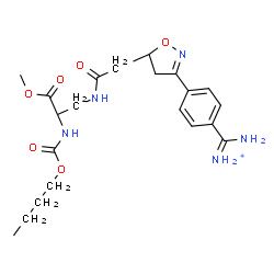 ChemSpider 2D Image | Amino(4-{5-[2-({2-[(butoxycarbonyl)amino]-3-methoxy-3-oxopropyl}amino)-2-oxoethyl]-4,5-dihydro-1,2-oxazol-3-yl}phenyl)methaniminium | C21H30N5O6