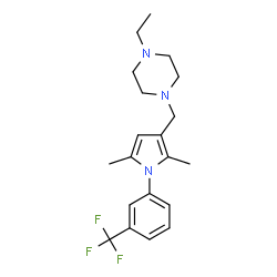 ChemSpider 2D Image | 1-({2,5-Dimethyl-1-[3-(trifluoromethyl)phenyl]-1H-pyrrol-3-yl}methyl)-4-ethylpiperazine | C20H26F3N3