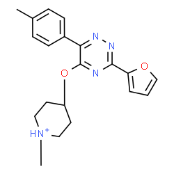 ChemSpider 2D Image | 4-{[3-(2-Furyl)-6-(4-methylphenyl)-1,2,4-triazin-5-yl]oxy}-1-methylpiperidinium | C20H23N4O2