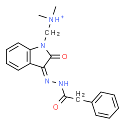 ChemSpider 2D Image | N,N-Dimethyl{(3Z)-2-oxo-3-[(phenylacetyl)hydrazono]-2,3-dihydro-1H-indol-1-yl}methanaminium | C19H21N4O2