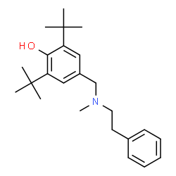 ChemSpider 2D Image | 4-{[Methyl(2-phenylethyl)amino]methyl}-2,6-bis(2-methyl-2-propanyl)phenol | C24H35NO
