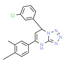 ChemSpider 2D Image | 7-(3-Chlorophenyl)-5-(3,4-dimethylphenyl)-4,7-dihydrotetrazolo[1,5-a]pyrimidine | C18H16ClN5