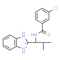 ChemSpider 2D Image | 2-{1-[(3-Chlorobenzoyl)amino]-2-methylpropyl}-1H-3,1-benzimidazol-3-ium | C18H19ClN3O