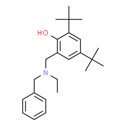 ChemSpider 2D Image | 2-{[Benzyl(ethyl)amino]methyl}-4,6-bis(2-methyl-2-propanyl)phenol | C24H35NO