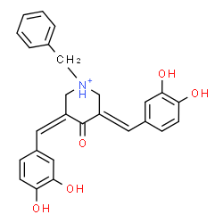 ChemSpider 2D Image | (3Z,5E)-1-Benzyl-3,5-bis(3,4-dihydroxybenzylidene)-4-oxopiperidinium | C26H24NO5