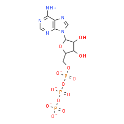 ChemSpider 2D Image | 9-[5-O-({[(Phosphonatooxy)phosphinato]oxy}phosphinato)pentofuranosyl]-9H-purin-6-amine | C10H12N5O13P3
