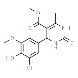 ChemSpider 2D Image | Methyl 4-(3-chloro-4-hydroxy-5-methoxyphenyl)-6-methyl-2-oxo-1,2,3,4-tetrahydro-5-pyrimidinecarboxylate | C14H15ClN2O5