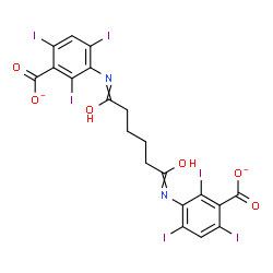 ChemSpider 2D Image | 3,3'-[(1,6-Dioxo-1,6-hexanediyl)diimino]bis(2,4,6-triiodobenzoate) | C20H12I6N2O6