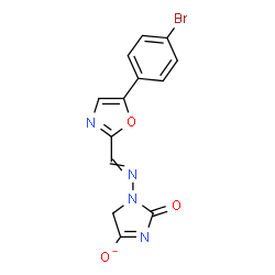 ChemSpider 2D Image | 1-({[5-(4-Bromophenyl)-1,3-oxazol-2-yl]methylene}amino)-2-oxo-2,5-dihydro-1H-imidazol-4-olate | C13H8BrN4O3