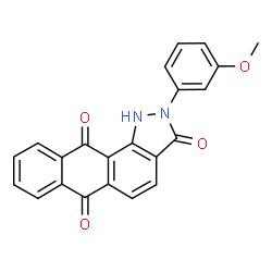 ChemSpider 2D Image | 2-(3-Methoxyphenyl)-1H-naphtho[2,3-g]indazole-3,6,11(2H)-trione | C22H14N2O4
