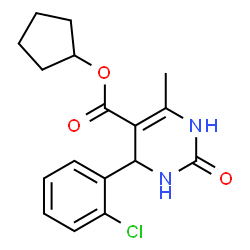 ChemSpider 2D Image | Cyclopentyl 4-(2-chlorophenyl)-6-methyl-2-oxo-1,2,3,4-tetrahydro-5-pyrimidinecarboxylate | C17H19ClN2O3