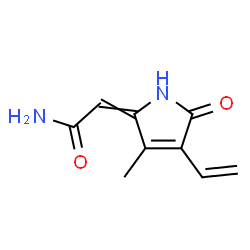 ChemSpider 2D Image | 2-(3-Methyl-5-oxo-4-vinyl-1,5-dihydro-2H-pyrrol-2-ylidene)acetamide | C9H10N2O2