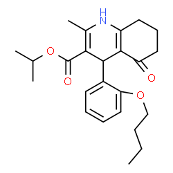ChemSpider 2D Image | Isopropyl 4-(2-butoxyphenyl)-2-methyl-5-oxo-1,4,5,6,7,8-hexahydro-3-quinolinecarboxylate | C24H31NO4