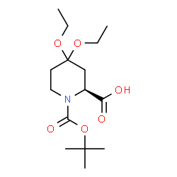 ChemSpider 2D Image | (2S)-4,4-Diethoxy-1-{[(2-methyl-2-propanyl)oxy]carbonyl}-2-piperidinecarboxylic acid | C15H27NO6