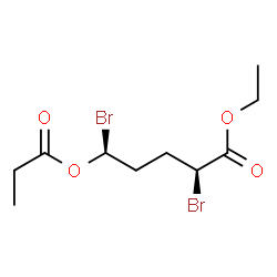 ChemSpider 2D Image | Ethyl (2S,5S)-2,5-dibromo-5-(propionyloxy)pentanoate | C10H16Br2O4