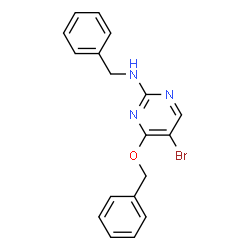 ChemSpider 2D Image | 2-BENZYLAMINO-4-BENZYLOXY-5-BROMOPYRIMIDINE | C18H16BrN3O