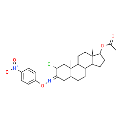 ChemSpider 2D Image | 2-Chloro-3-[(4-nitrophenoxy)imino]androstan-17-yl acetate | C27H35ClN2O5