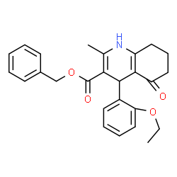 ChemSpider 2D Image | Benzyl 4-(2-ethoxyphenyl)-2-methyl-5-oxo-1,4,5,6,7,8-hexahydro-3-quinolinecarboxylate | C26H27NO4
