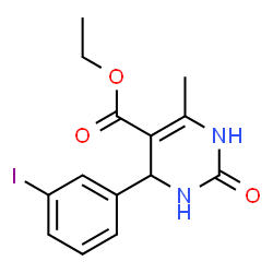 ChemSpider 2D Image | Ethyl 4-(3-iodophenyl)-6-methyl-2-oxo-1,2,3,4-tetrahydro-5-pyrimidinecarboxylate | C14H15IN2O3