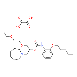 ChemSpider 2D Image | 1-(1-Azepanyl)-3-(2-ethoxyethoxy)-2-propanyl [2-(pentyloxy)phenyl]carbamate ethanedioate (1:1) | C27H44N2O9