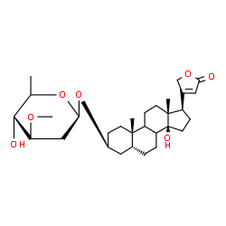 ChemSpider 2D Image | (3beta,5beta,8xi,9xi)-3-{[(5xi)-2,6-Dideoxy-3-O-methyl-beta-D-threo-hexopyranosyl]oxy}-14-hydroxycard-20(22)-enolide | C30H46O7