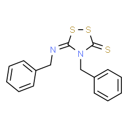 ChemSpider 2D Image | (5E)-4-Benzyl-5-(benzylimino)-1,2,4-dithiazolidine-3-thione | C16H14N2S3
