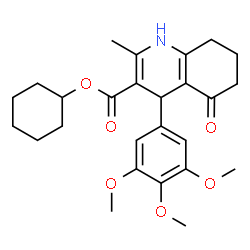 ChemSpider 2D Image | Cyclohexyl 2-methyl-5-oxo-4-(3,4,5-trimethoxyphenyl)-1,4,5,6,7,8-hexahydro-3-quinolinecarboxylate | C26H33NO6