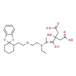 ChemSpider 2D Image | N,N-Diethyl-2-[2-(spiro[1,3-benzodioxole-2,1'-cyclohexan]-2'-yl)ethoxy]ethanamine 2-hydroxy-1,2,3-propanetricarboxylate (1:1) | C26H39NO10