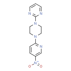 ChemSpider 2D Image | 2-[4-(5-Nitro-2-pyridinyl)-1-piperazinyl]pyrimidine | C13H14N6O2