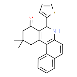 ChemSpider 2D Image | 2,2-Dimethyl-5-(2-thienyl)-2,3,5,6-tetrahydrobenzo[a]phenanthridin-4(1H)-one | C23H21NOS
