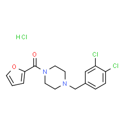 ChemSpider 2D Image | [4-(3,4-Dichlorobenzyl)-1-piperazinyl](2-furyl)methanone hydrochloride (1:1) | C16H17Cl3N2O2