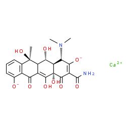 ChemSpider 2D Image | Calcium (5S,6S,6aR,7S,10aS)-9-carbamoyl-7-(dimethylamino)-5,6,10a,11-tetrahydroxy-5-methyl-10,12-dioxo-5,5a,6,6a,7,10,10a,12-octahydro-1,8-tetracenediolate | C22H22CaN2O9