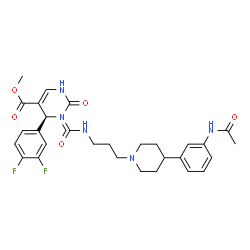 ChemSpider 2D Image | methyl (6S)-1-[[3-[4-(3-acetamidophenyl)-1-piperidyl]propylamino]-oxo-methylene]-6-(3,4-difluorophenyl)-2-oxo-3,6-dihydropyrimidine-5-carboxylate | C29H33F2N5O5