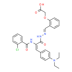 ChemSpider 2D Image | {2-[(E)-({(2E)-2-[(2-Chlorobenzoyl)amino]-3-[4-(diethylamino)phenyl]-2-propenoyl}hydrazono)methyl]phenoxy}acetic acid | C29H29ClN4O5