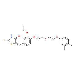 ChemSpider 2D Image | (5E)-5-(4-{2-[2-(3,4-Dimethylphenoxy)ethoxy]ethoxy}-3-ethoxybenzylidene)-2-thioxo-1,3-thiazolidin-4-one | C24H27NO5S2