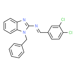 ChemSpider 2D Image | 1-Benzyl-N-[(E)-(3,4-dichlorophenyl)methylene]-1H-benzimidazol-2-amine | C21H15Cl2N3