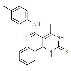 ChemSpider 2D Image | 6-Methyl-N-(4-methylphenyl)-4-phenyl-2-thioxo-1,2,3,4-tetrahydro-5-pyrimidinecarboxamide | C19H19N3OS