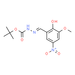 ChemSpider 2D Image | 2-Methyl-2-propanyl (2E)-2-(2-hydroxy-3-methoxy-5-nitrobenzylidene)hydrazinecarboxylate | C13H17N3O6