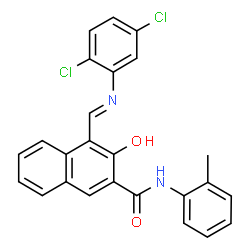 ChemSpider 2D Image | 4-{(E)-[(2,5-Dichlorophenyl)imino]methyl}-3-hydroxy-N-(2-methylphenyl)-2-naphthamide | C25H18Cl2N2O2