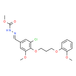 ChemSpider 2D Image | Methyl (2E)-2-{3-chloro-5-methoxy-4-[3-(2-methoxyphenoxy)propoxy]benzylidene}hydrazinecarboxylate | C20H23ClN2O6
